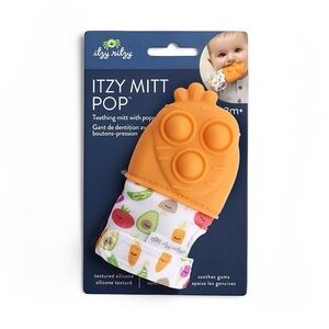 Itzy Ritzy Orange Teething Mitt with Veggie Pattern